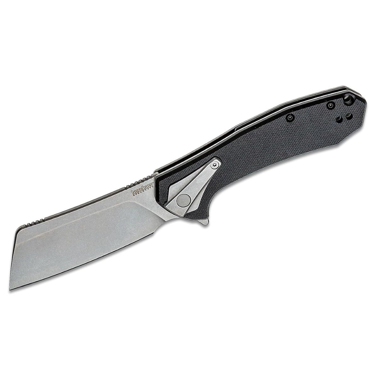 Kershaw Pocketknife Bracket, 3.4" 8Cr13MoV Stainless Steel Cleaver Blade, Assisted One-Handed Flipper Opening, Folding EDC, Frame Lock, Black