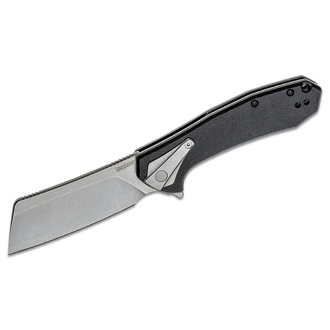 Kershaw Pocketknife Bracket, 3.4" 8Cr13MoV Stainless Steel Cleaver Blade, Assisted One-Handed Flipper Opening, Folding EDC, Frame Lock, Black