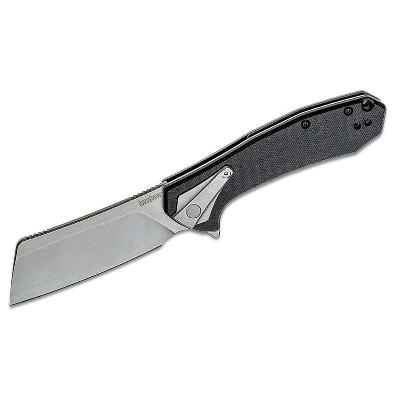 Kershaw Pocketknife Bracket, 3.4" 8Cr13MoV Stainless Steel Cleaver Blade, Assisted One-Handed Flipper Opening, Folding EDC, Frame Lock, Black