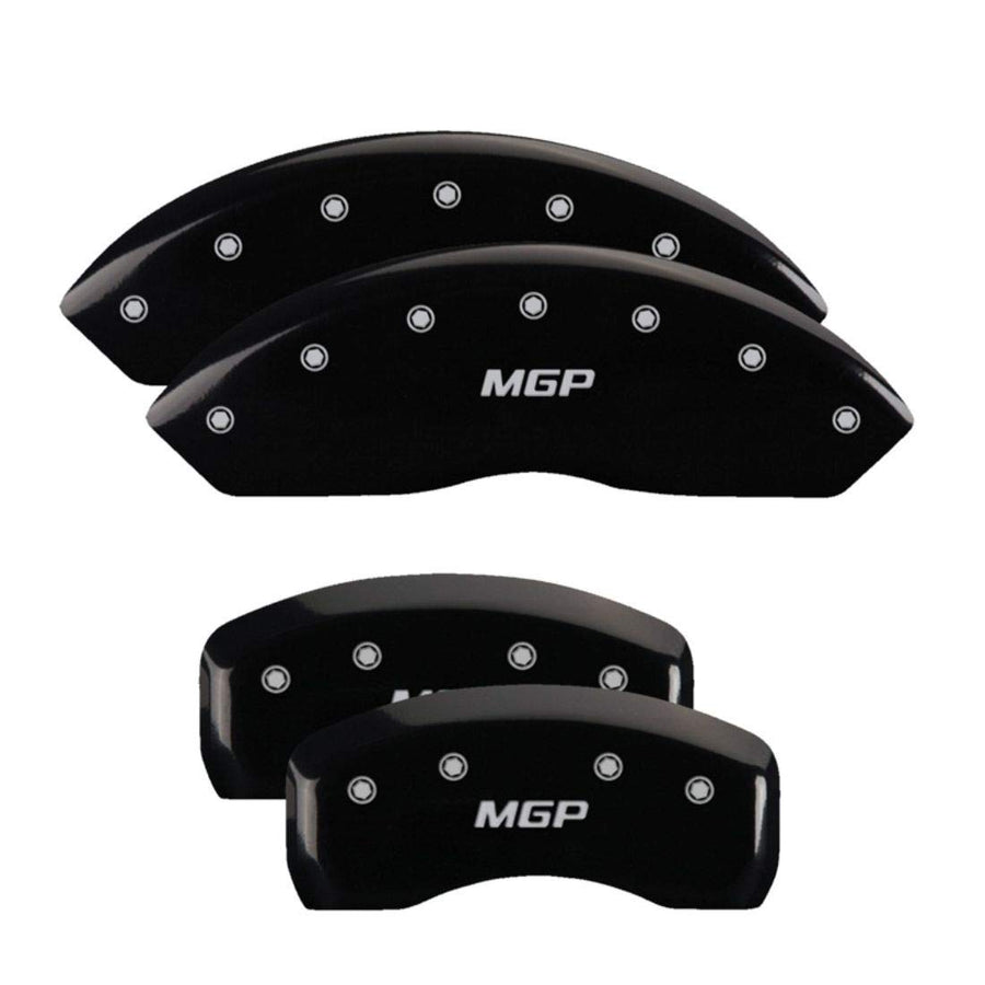 MGP Caliper Covers Black Powder Coat Finish 20216SMGPBK Engraved Caliper Cover with Silver Characters, Set of 4