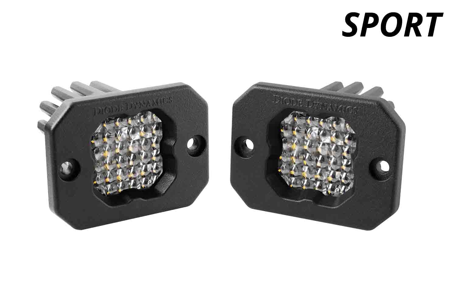 Diode Dynamics SSC1 Flush Mount Sport White LED Pod (pair), Flood w/Amber Backlight