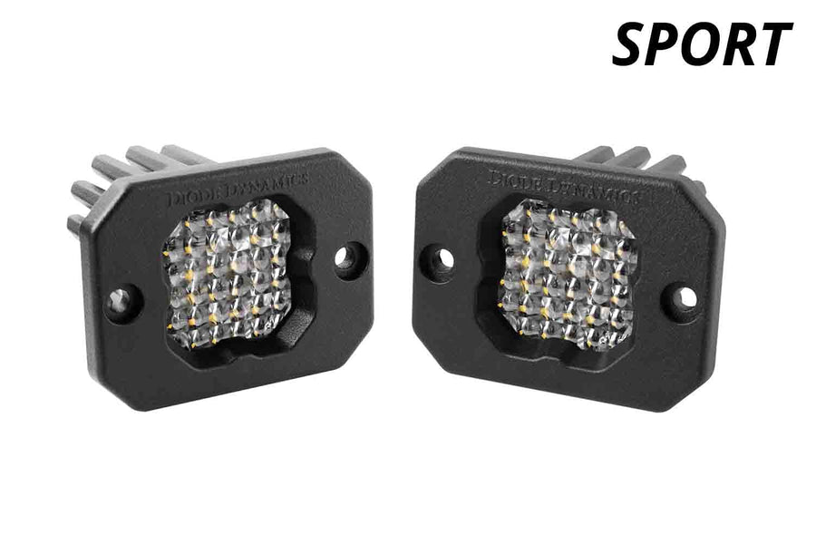 Diode Dynamics SSC1 Flush Mount Sport White LED Pod (pair), Flood w/Red Backlight