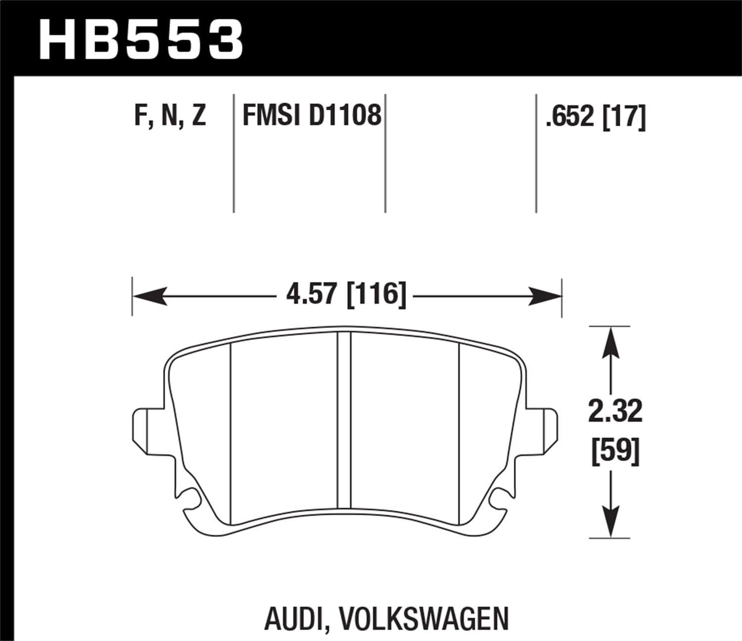 Hawk Performance HPS Performance Street Brake Pads HB553F.652