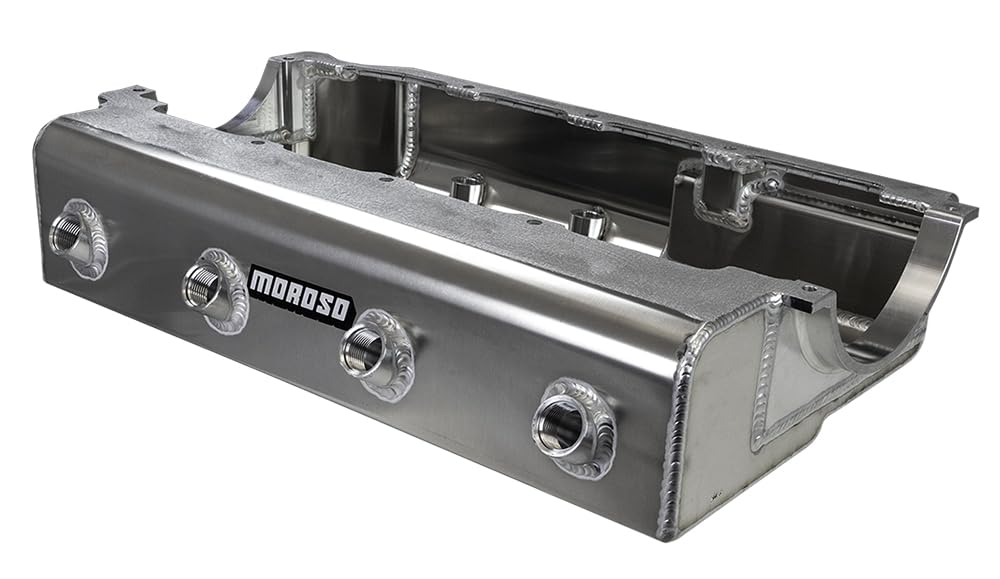 Moroso Aluminum Dry Sump Oil Pan 20036, Fits Big Block Chevy Mark IV Engine, 4 Pick Ups on DS, 5" Depth