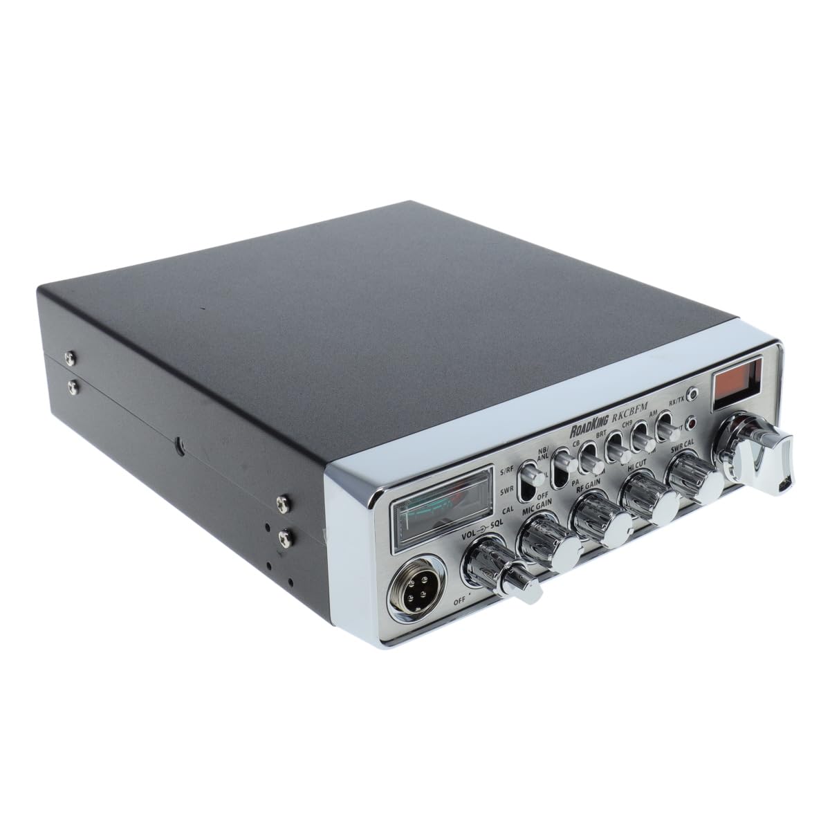 RoadKing RKCBFM CB Radio Dual-Mode AM/FM for Truckers Full 40 Channels Pro Emergency Channel with Noise-Cancelling Mic Large Display - Silver