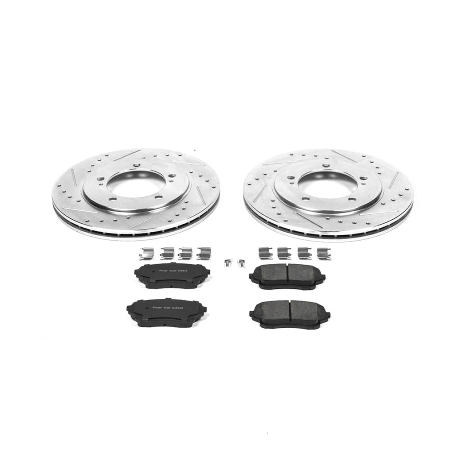 Power Stop K5437 Z23 Carbon Fiber Brake Pads with Drilled & Slotted Brake Rotors Kit For Suzuki XL-7 2004-2006 [Model Specific]