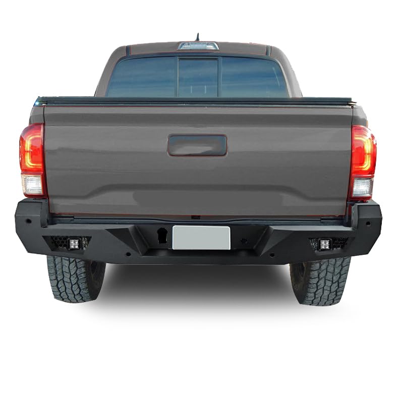 Heavy Duty Black Horse Armour Rear Bumper Matte Black Includes 1 Set of 4in Cube Lights Compatible with 2016-2023 Toyota Tacoma (Excludes Models with Rear Cross Traffic Alert)-ARB-TA16-KIT