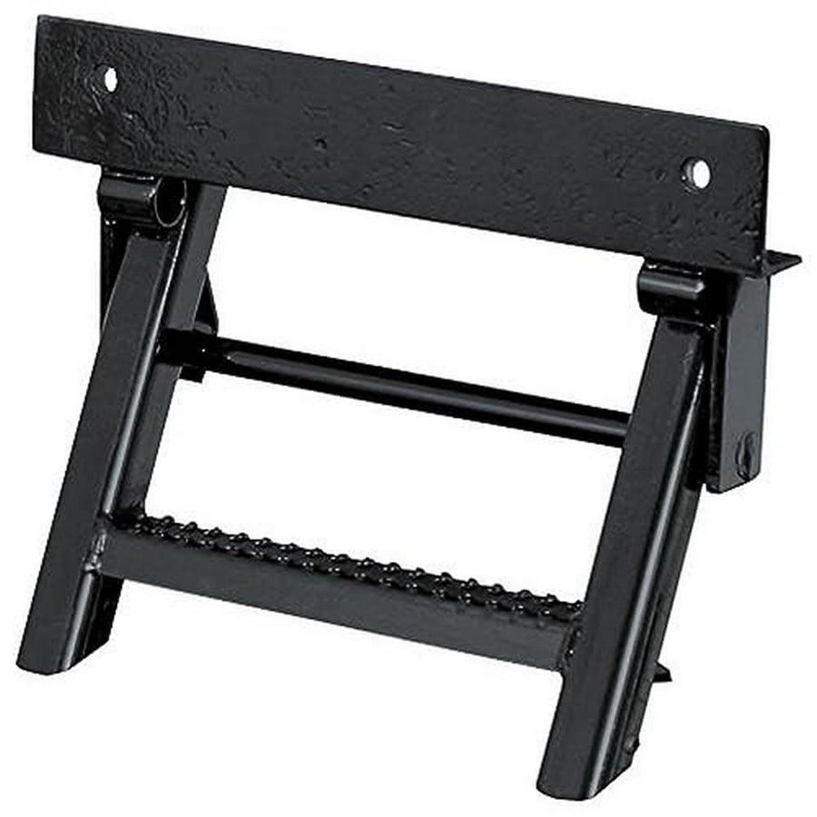 1-Rung Buyers Products RS1 Black Retractable Truck Step, 17.38 x 15 Inch, Non-Slip Treads, L-Shaped Bracket, 14 Inch Bolt Center, Easy Install, Durable Steel, Truck & Trailer Step for Work Vehicles