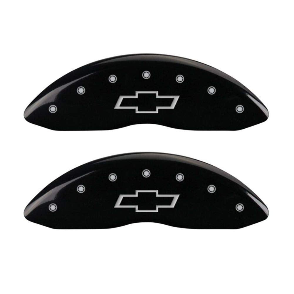 MGP 14250SMGPBK Caliper Covers Black Powder Coat Finish, Silver Characters, Set of 4
