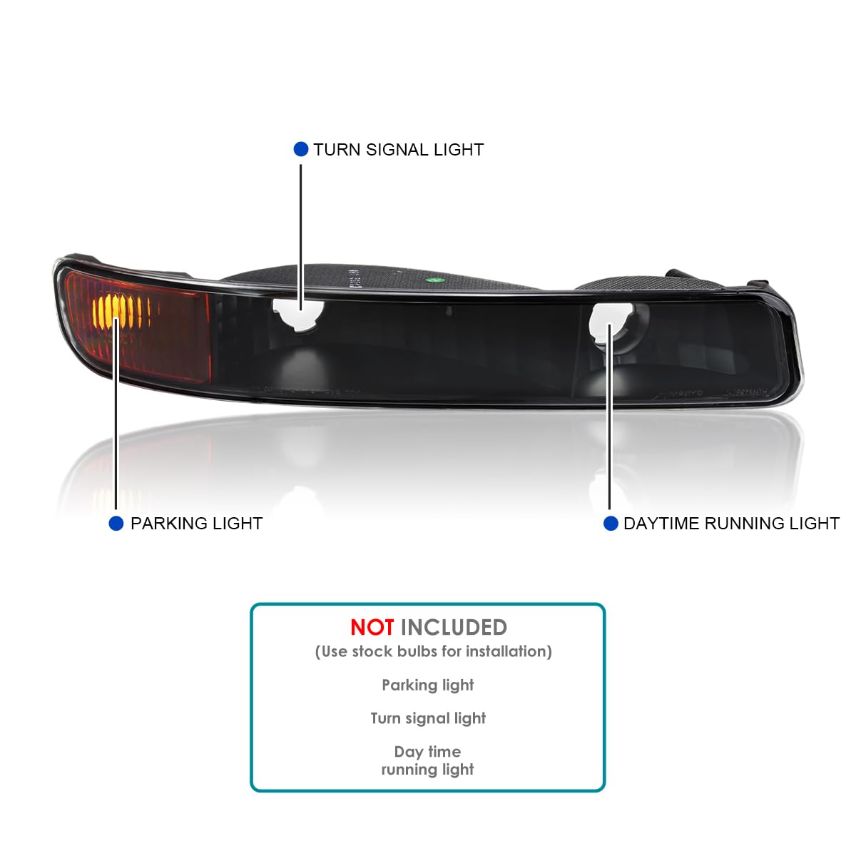 Parking Bumper Lights SPEC-D TUNING Black Compatible with 1999-2006 GMC Sierra/Yukon Left + Right Pair Assembly