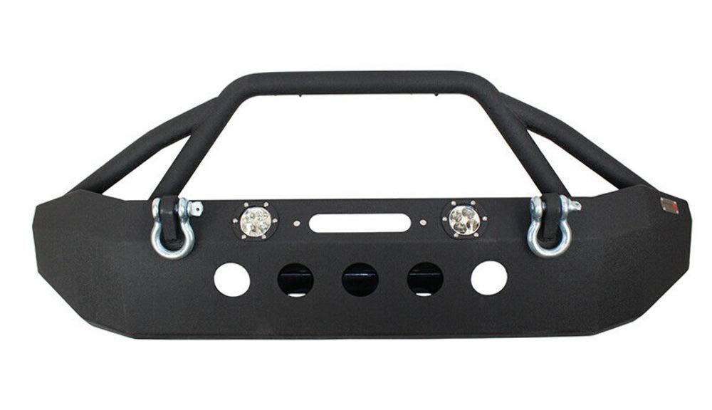 Fishbone Offroad Jeep JK Full Width Winch Bumper W/LEDs Black Textured Powercoated 07-17 Wrangler JK
