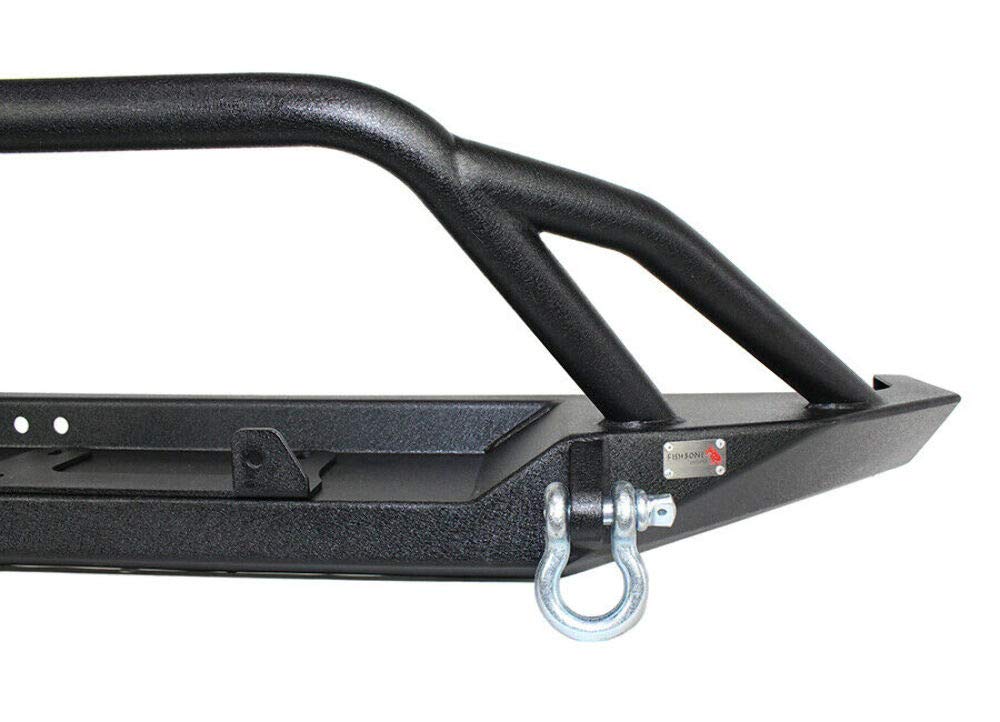 Cherokee XJ Front Winch Bumper Fishbone Offroad W/Grille Guard Bullhead Steel Black Textured Powdercoat