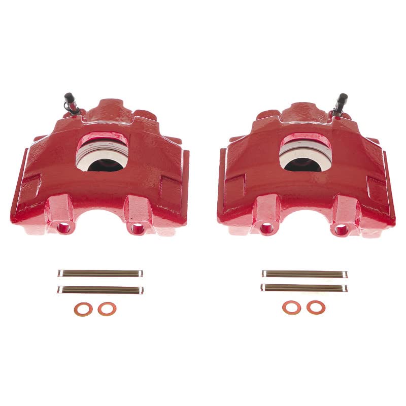 Power Stop S2114 Front Pair of High-Temp Red Powder Coated Calipers