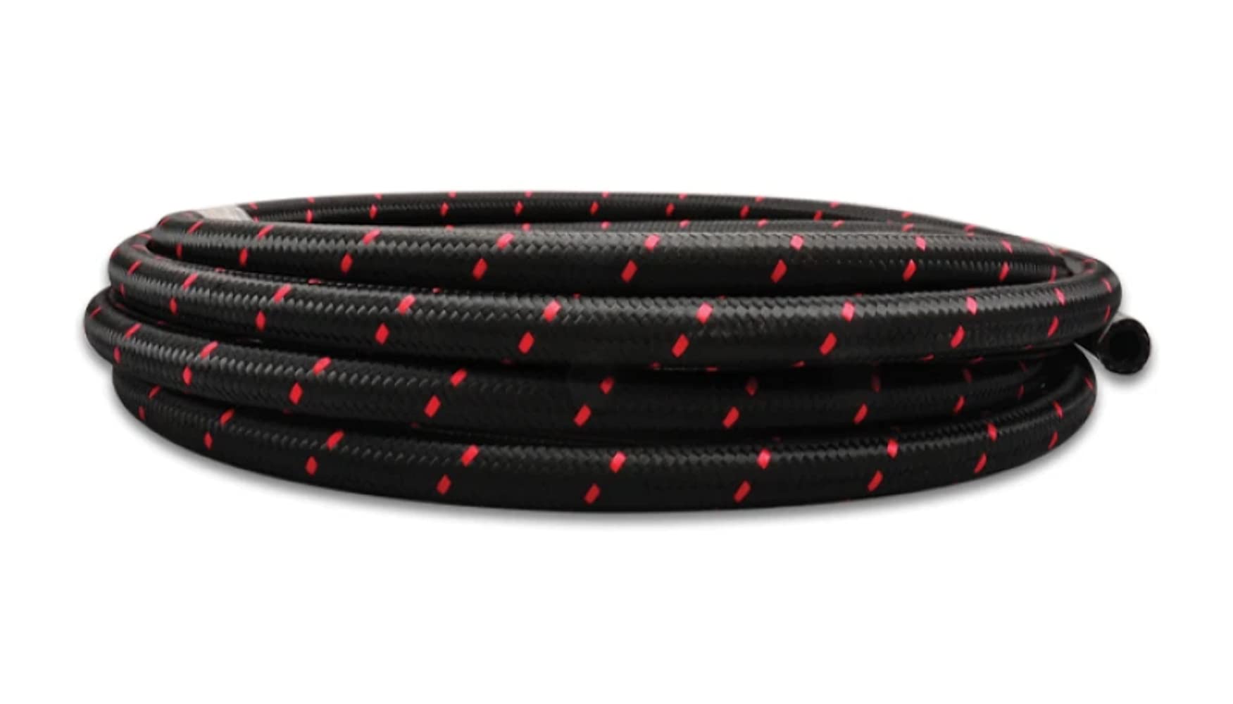 Vibrant Performance Nylon Braided Flex Hose 11992R (5ft Roll of Black Red ; AN Size: -12; Hose ID 0.68")
