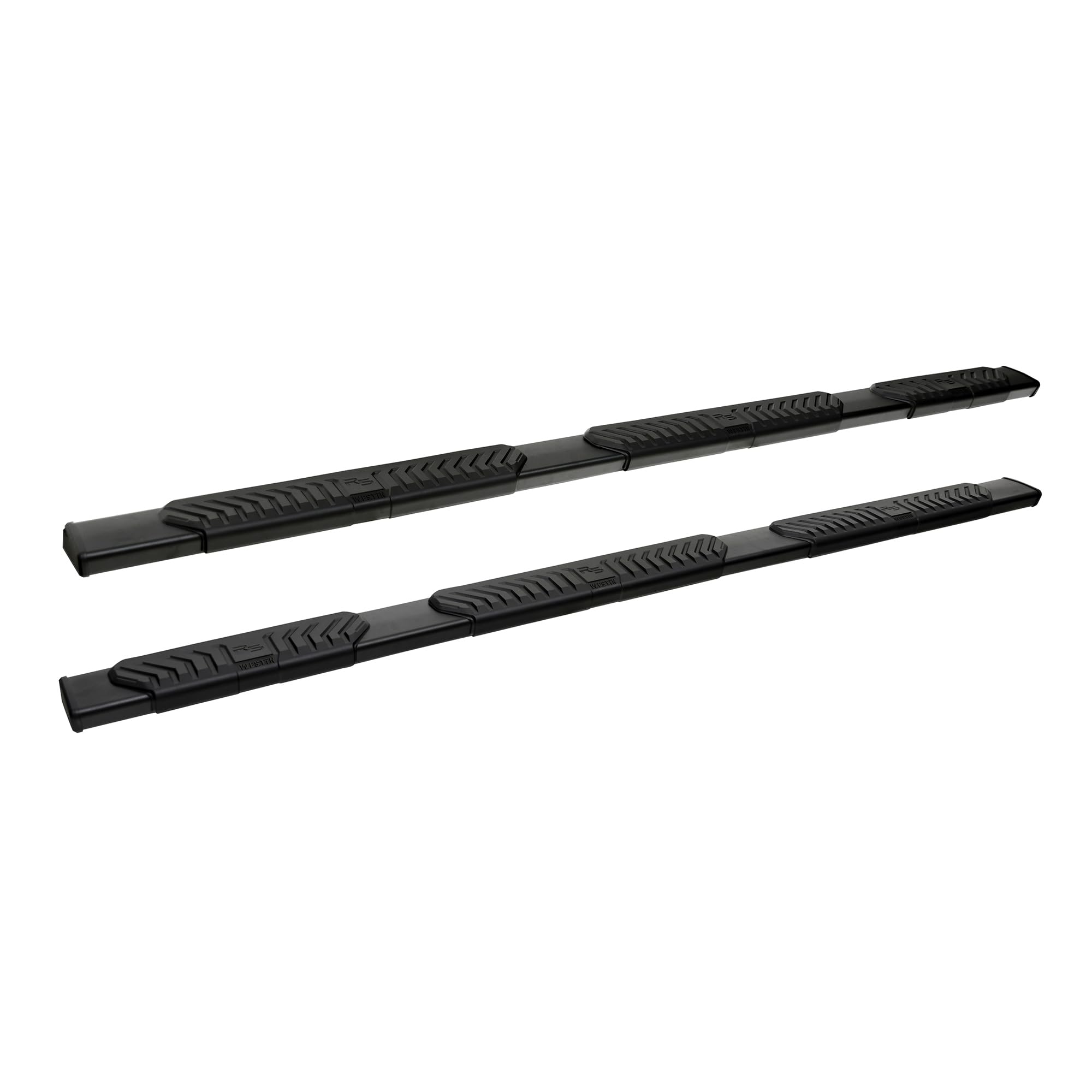 28-534705 Westin R5 Modular Wheel to Wheel Nerf Bars fits 2019-2024 Ram 1500 Crew Cab 5'7" Bed (Exc 2019-2023 1500 Classic) Black Pair