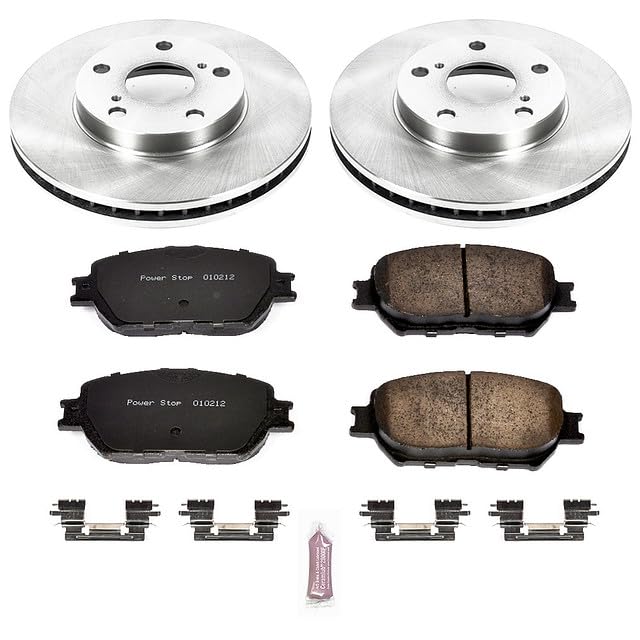 POWERSTOP Autospecialty KOE1064 Front Replacement Brake Kit with Brake Rotors & Ceramic Brake Pads For 2002 2003 2004 2005 2006 Toyota Camry [Vehicle Specific Models with 275mm Rotors]