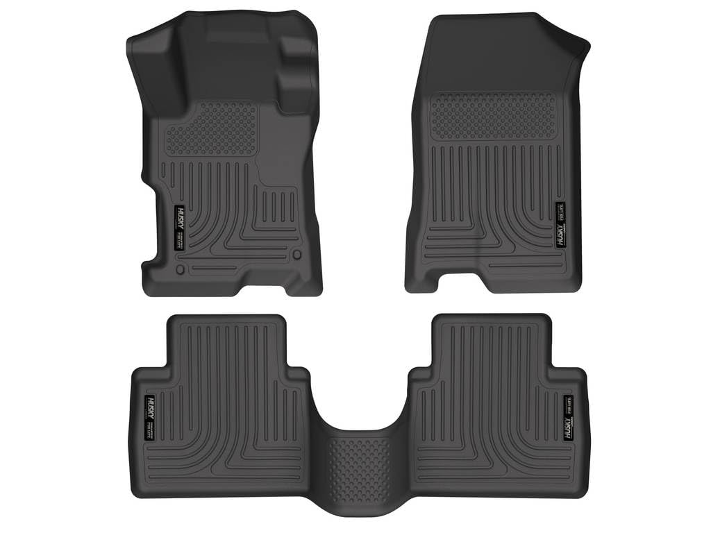 Husky Liners Floor Mats Weatherbeater | Fits 2008-2012 Honda Accord 4 Door | Front & 2nd Row, 3-pc Black - 98401
