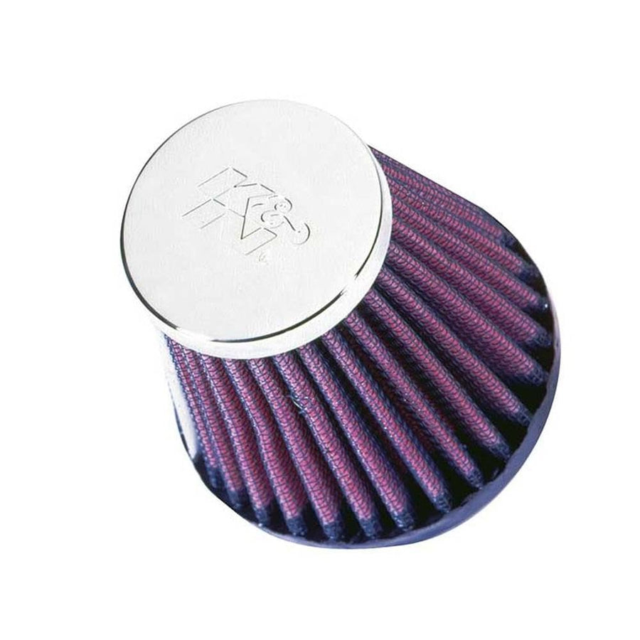 High-Flow K&N Original Lifetime Universal Clamp-On Air Filter: High Performance, Premium, Washable: Flange Diameter: 2 In, Filter Height: 3 In, Flange Length: 0.625 In, Shape: Round Tapered, RC-2580