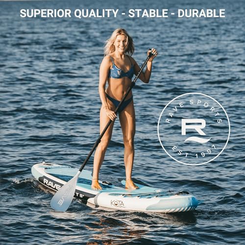Kota Series RAVE Sports Inflatable Stand Up Paddle Boards 10 ft 6 in with Premium SUP Paddle Board Accessories, Stable Design & Non-Slip Comfort Deck for Youth & Adults