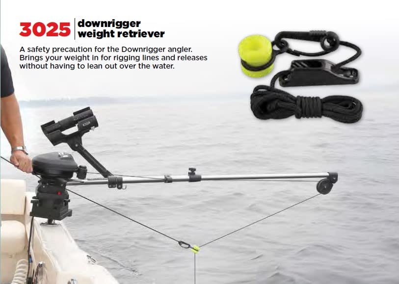 Scotty #3025 Weight Retriever Downrigger w/ Snap, Fairlead Cleat & 78-Inches of Cord , BLACK, Small