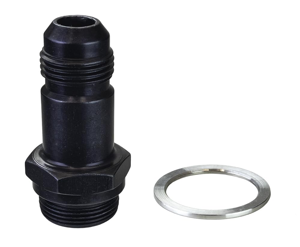 Moroso Carburetor 65149 Fuel Inlet Fitting, 8AN x 7/8-20, 2" Long, Black Anodize