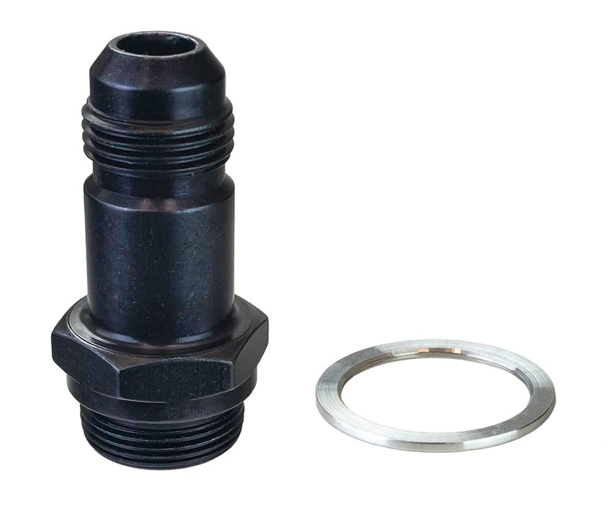 Moroso Carburetor 65149 Fuel Inlet Fitting, 8AN x 7/8-20, 2" Long, Black Anodize