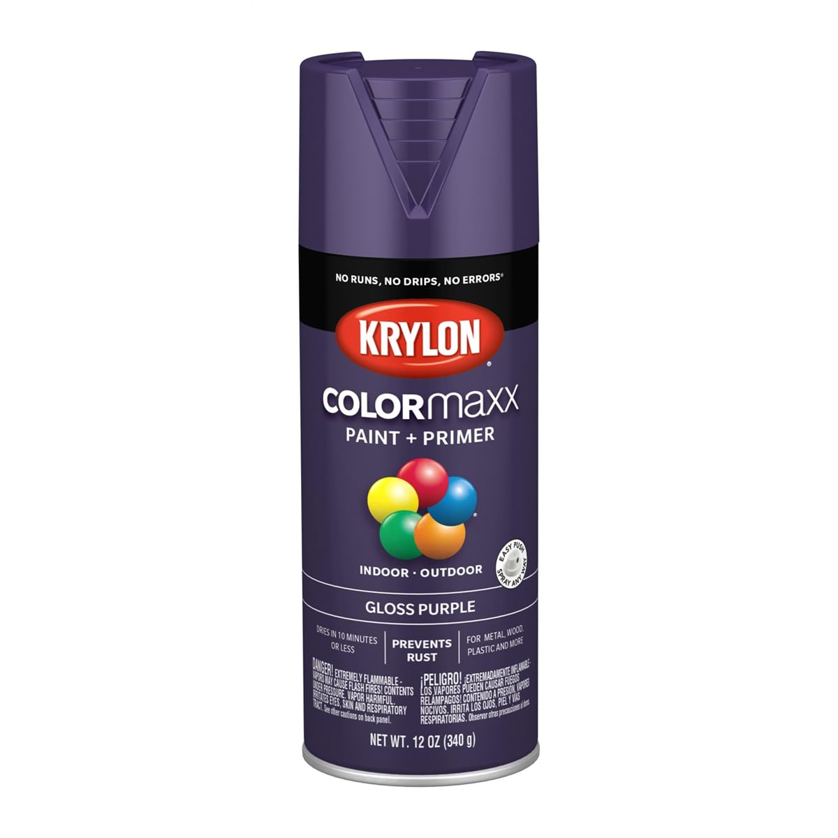 Krylon K05533007 Spray Paint and Primer COLORmaxx for Indoor/Outdoor Use, Gloss Purple 12 Ounce (Pack of 1)
