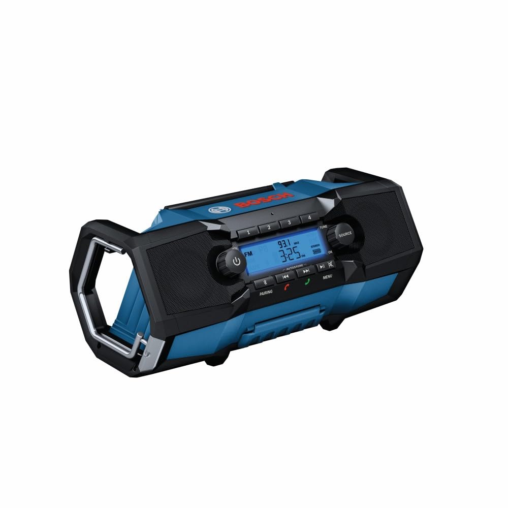 18V Cordless BOSCH Jobsite Radio with Bluetooth 5.0 - Portable, Durable, Enhanced Bass, USB Charging, AUX Input (Battery Not Included)