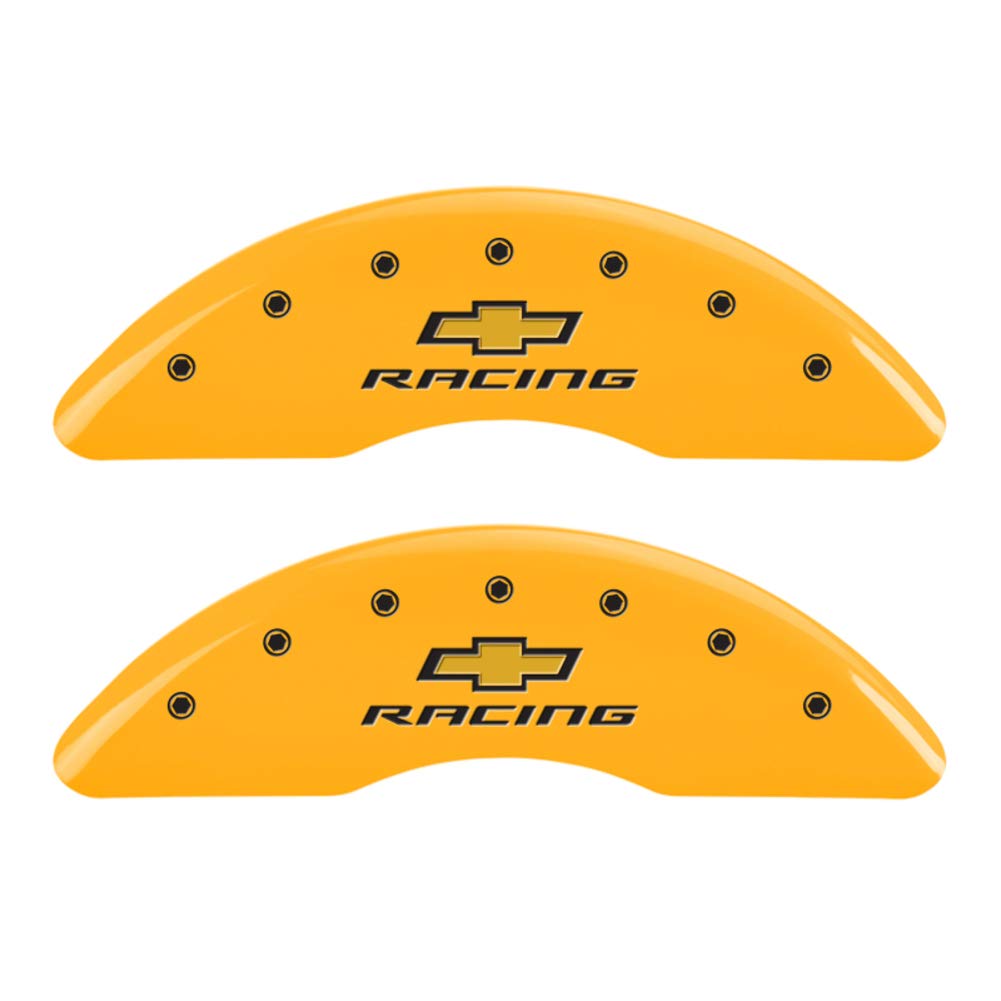 MGP Brake Caliper Covers for Camaro SS Chevrolet (2016-24') Fits 19"+ Wheels (Will Not Fit ZL1 Model) – Powder Coated Yellow, Engraved CHEVY RACING Logo, Aluminum Caliper Covers (Set of 4)