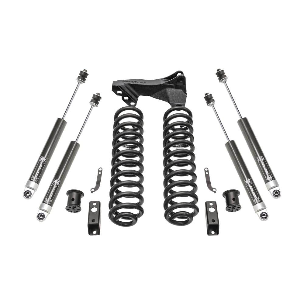 2.5'' Coil Spring Front Lift Kit ReadyLIFT 46-27240 with Falcon 1.1 Monotube Front and Rear Shocks and Front Track Bar Bracket For Ford F250/F350 Diesel 4WD