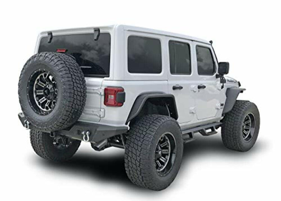 Jeep Wrangler JL 2018–2025 Rear Bumper Fits One-Piece Textured Black Steel Bumper, Direct-Fit, 2 Inch Receiver, D-Ring Mounts & D-Rings, License Plate Bracket TrailFX JL06T