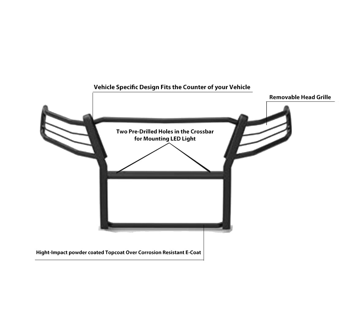 Bumper Guard Modular Black Black Horse Grille Compatible with 2015-2022 Chevrolet Colorado|2015-2022 GMC Canyon(Excludes ZR2 submodel)-17GC15MA