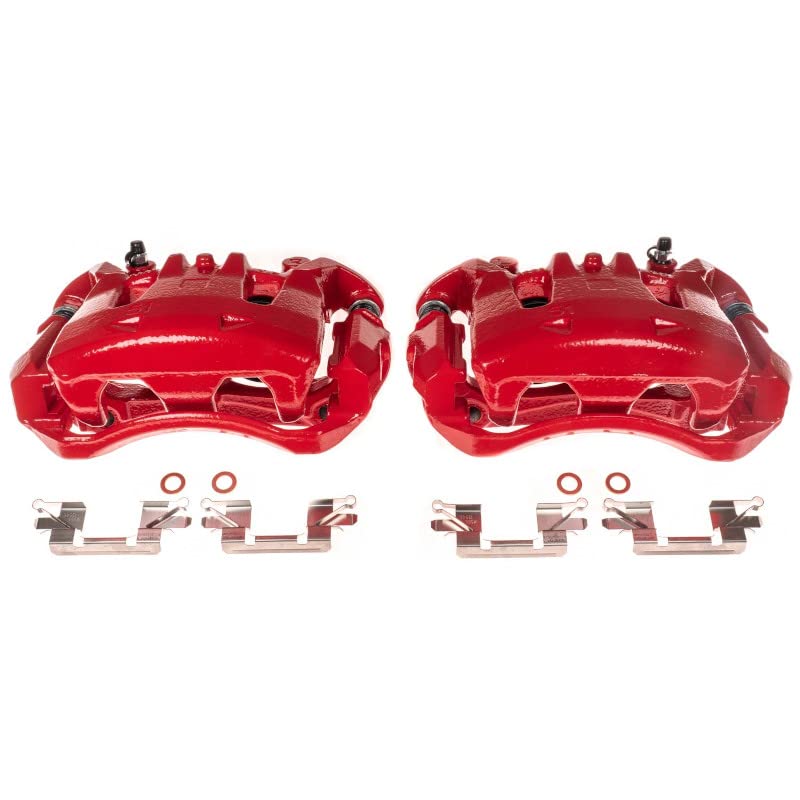 Power Stop Pair of High-Temp Red Powder Coated Front Calipers For Chevrolet City Express 2015-2018, Nissan LEAF 2011-2014, Nissan NV200 2013-2018 [Model Specific]