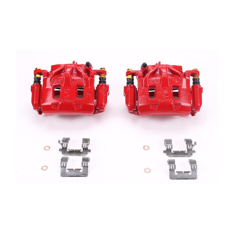 Power Stop Pair of High-Temp Red Powder Coated Front Calipers For Subaru B9 Tribeca, Subaru Forester, Subaru Legacy, Subaru Legacy, Subaru Outback, Subaru Tribeca, Subaru WRX [Model Specific]
