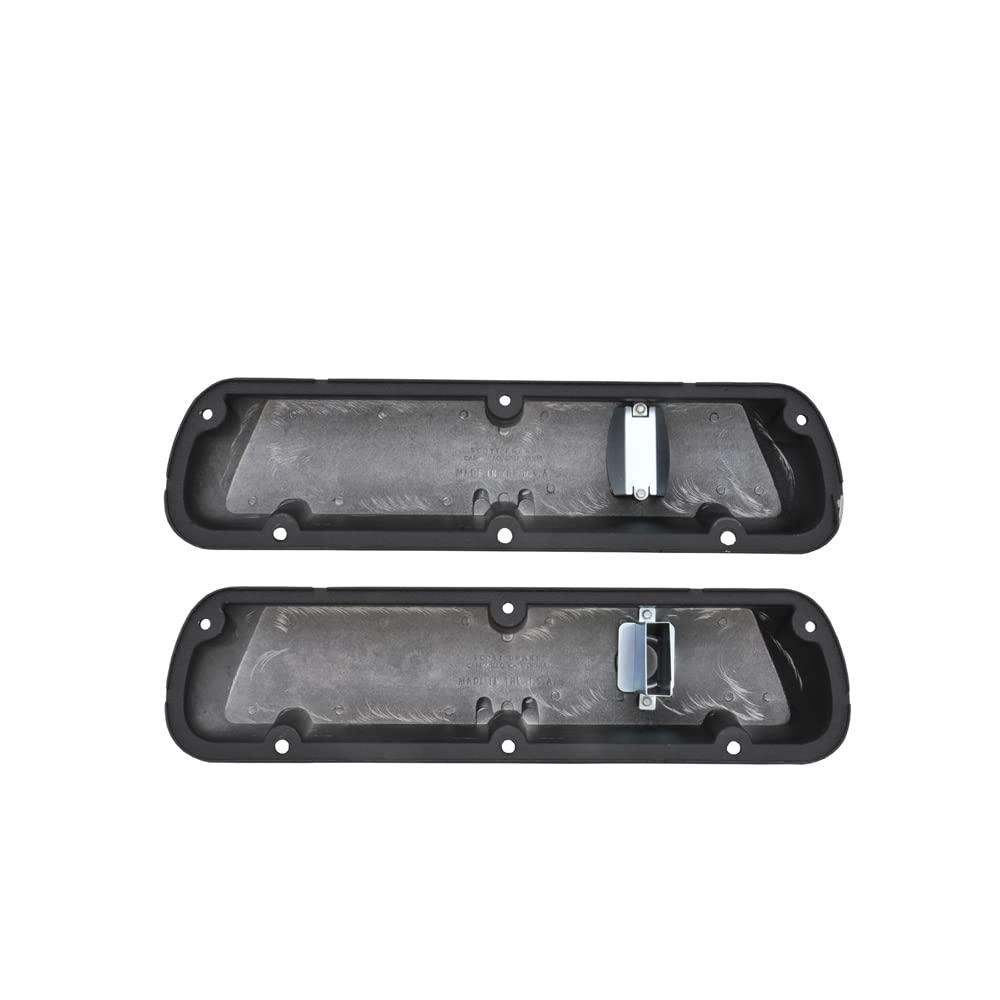 Aluminum Valve Covers Scott Drake with Official Mustang Powered by Ford Lettering in a Silver Powder Coated Finish, Compatible with 1964-1973 Ford Mustang, Model C5ZZ-6A582-A/B