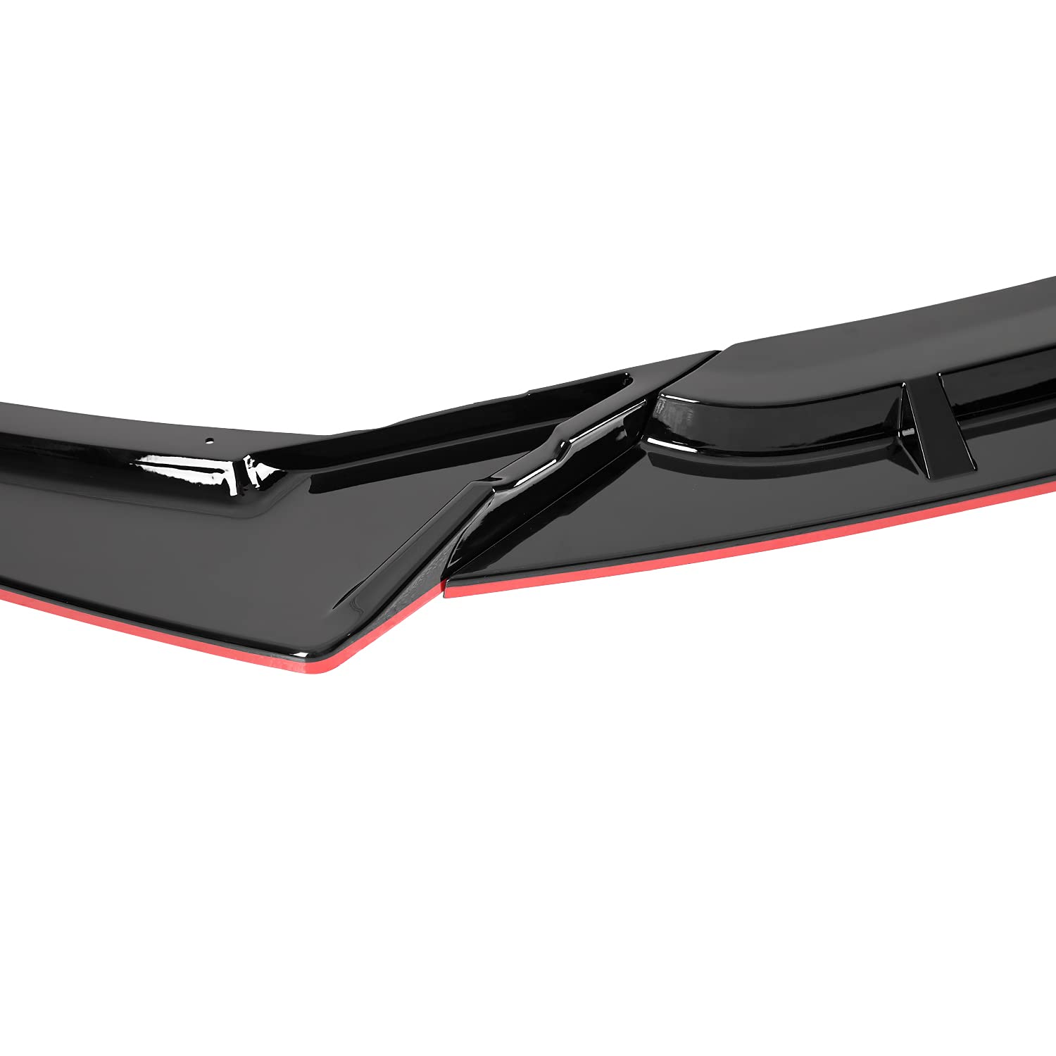 Glossy Black Spec-D Tuning Red Trim Front Bumper Lip Spoiler Splitter Compatible with 2019-2021 Honda Civic 4Dr