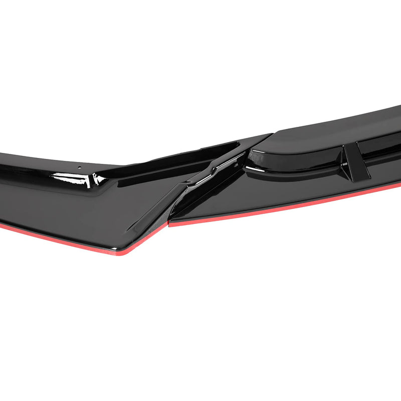 Glossy Black Spec-D Tuning Red Trim Front Bumper Lip Spoiler Splitter Compatible with 2019-2021 Honda Civic 4Dr