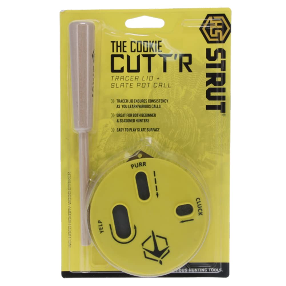 HS Strut Cookie Cutt'R Tracer Turkey Clucks Yelps Purrs Hunting Slate Pot Call, Yellow