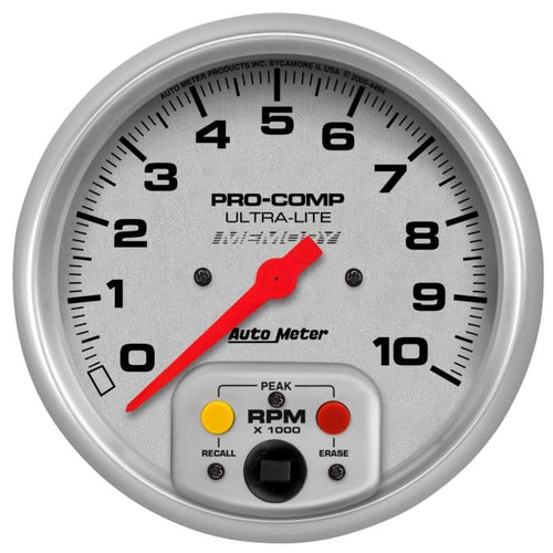Tachometer AutoMeter 4494-06801, 5", 10K RPM, in-Dash W/Peak RPM Mem & Redline Pointer, Ul