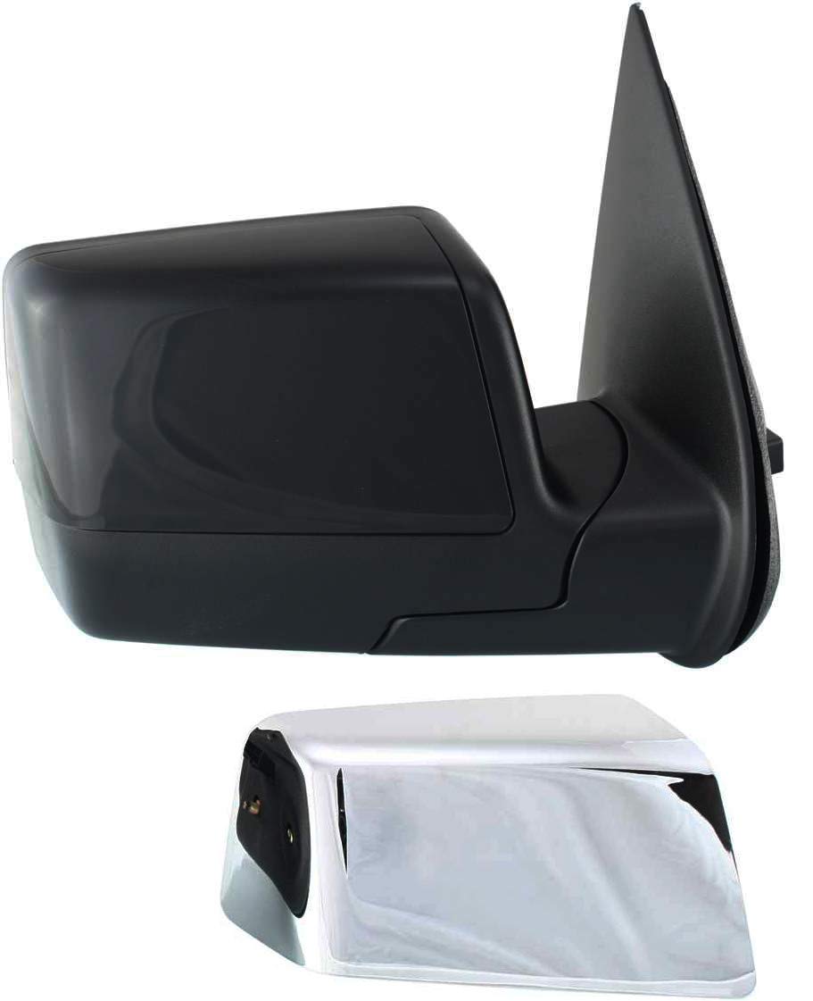 Power Mirror for Ford Explorer GO-PARTS 2006-2010, Right (Passenger) Side, Manual Folding, Non-Heated, Chrome/Paintable, 2 Caps, with Puddle Light, Replacement 2007 2008 2009