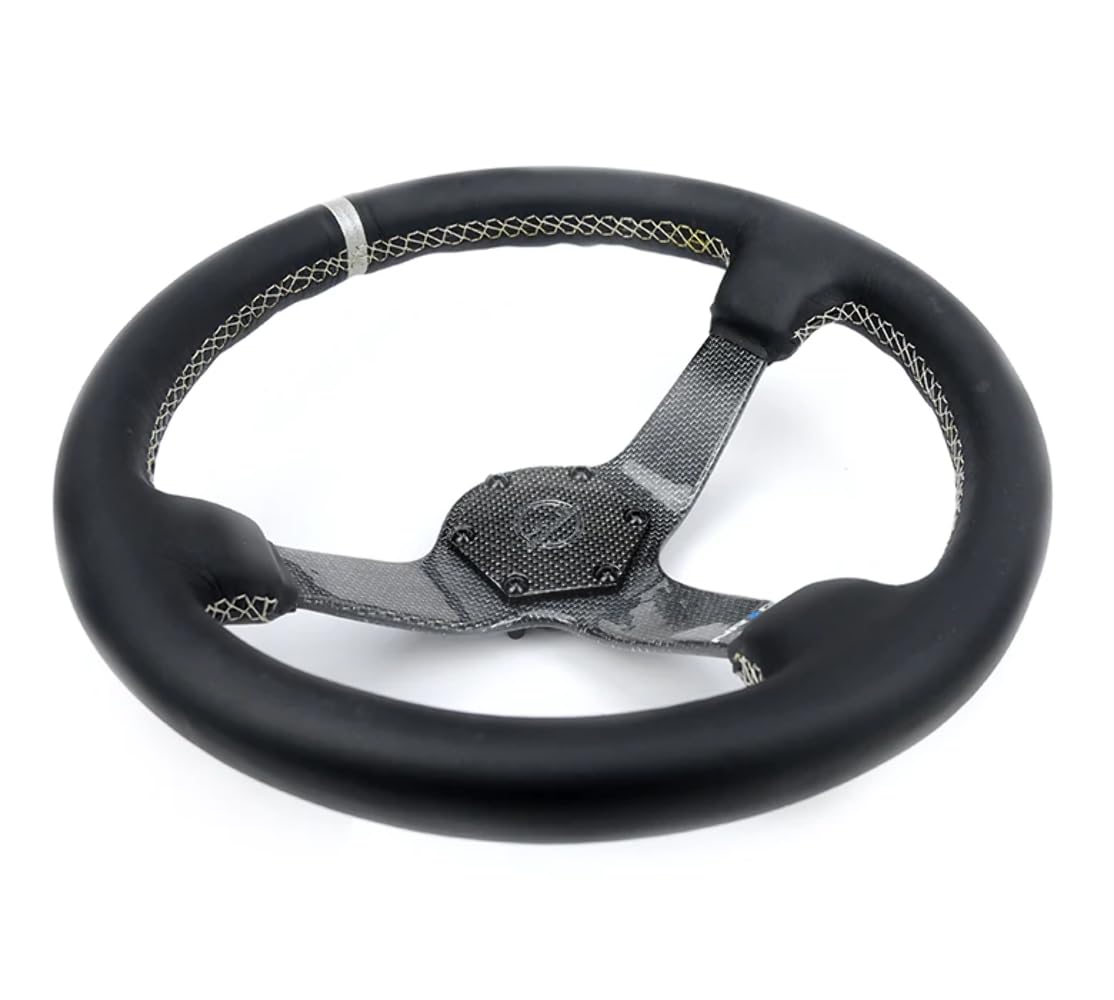 NRG Innovations Carbon Fiber Steering Wheel NRG-RST-036CF-SL 350mm, Silver Carbon Fiber, Silver Stiching, Silver Center Mark, Leather
