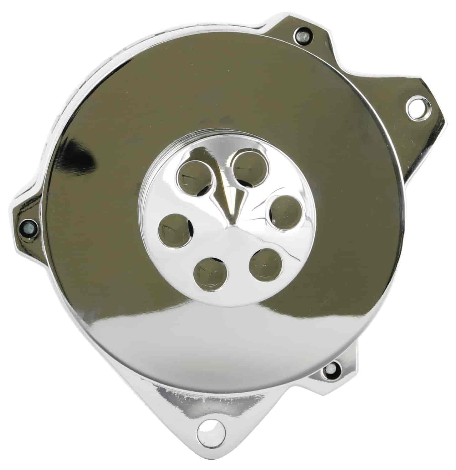 Alt GM CS130 Chrome 140A 6 grv Pulley Offset Right MTG 1-Wire or OE Hookup - Powermaster