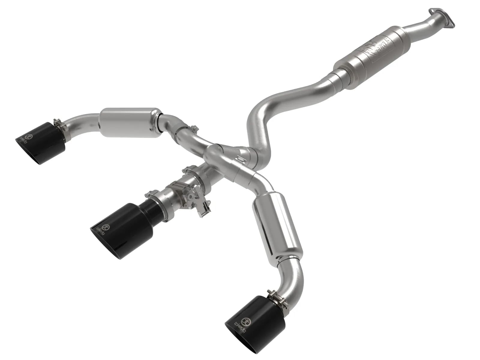 Gemini XV aFe Power 49-36070-B 3 IN to 2-1/2 IN 304 Stainless Steel Cat-Back Exhaust System w/Black Tips