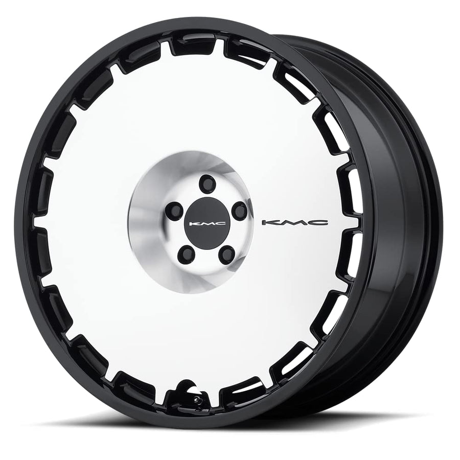 KMC Wheels KM689 Satin Black Skillet Wheel With Brushed Face (24x9.5"/6x139.7mm, +15mm offset)