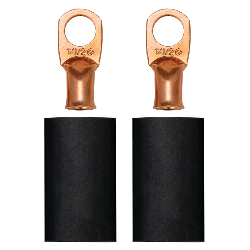 Battery Cable Terminal Kit Moroso 74159 for Crimp/Solder, 1 Ga Wire, 1/2 Diameter Stud, Pack of 2