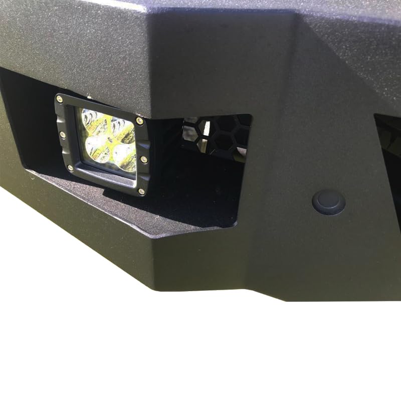 Black Horse Armour Rear Super Heavy Duty Bumper Matte Black Includes 1 Set of 4in Cube Lights Compatible with 2011-2019 GMC Sierra 2500 HD/ 3500 HD|2011-2019 Chevrolet Silverado 2500 HD/3500 HD