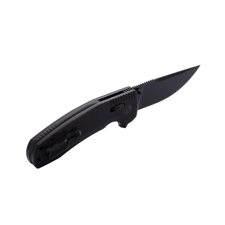 SOG TAC XR Folding Knife | 3.4" D2 Tool Steel Blade & Ultra-Grip G10 Handle | Ambidextrous Single-Handed Use, Blackout