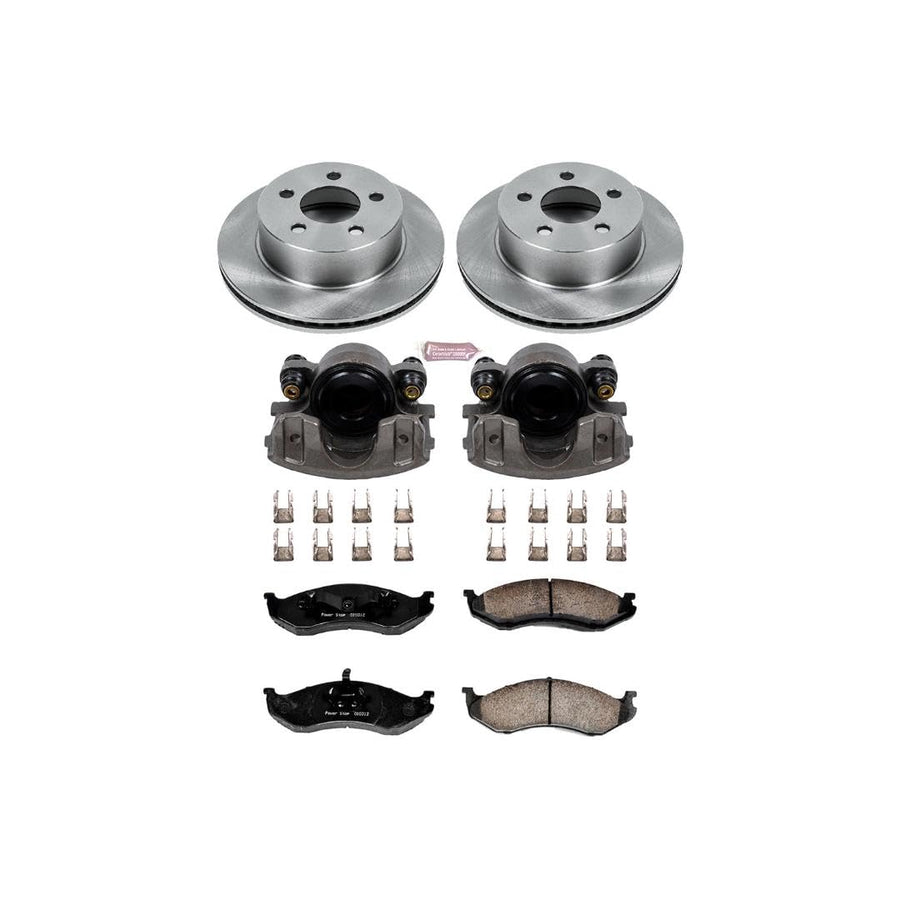 Brake Kit Power Stop For Jeep Cherokee, Wrangler XJ - Autospecialty Front Replacement Brake Kit-OE Brake Rotors & Ceramic Brake Pads, KCOE2152