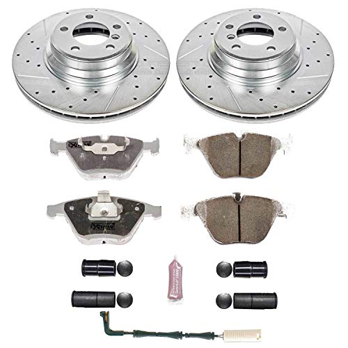 Power Stop K2054-26 Z26 Carbon Fiber Brake Pads Front with Drilled & Slotted Brake Rotors Kit For BMW 745Li, BMW 745i, BMW 750Li, BMW 750i, BMW 760Li, BMW 760i [Model Specific]