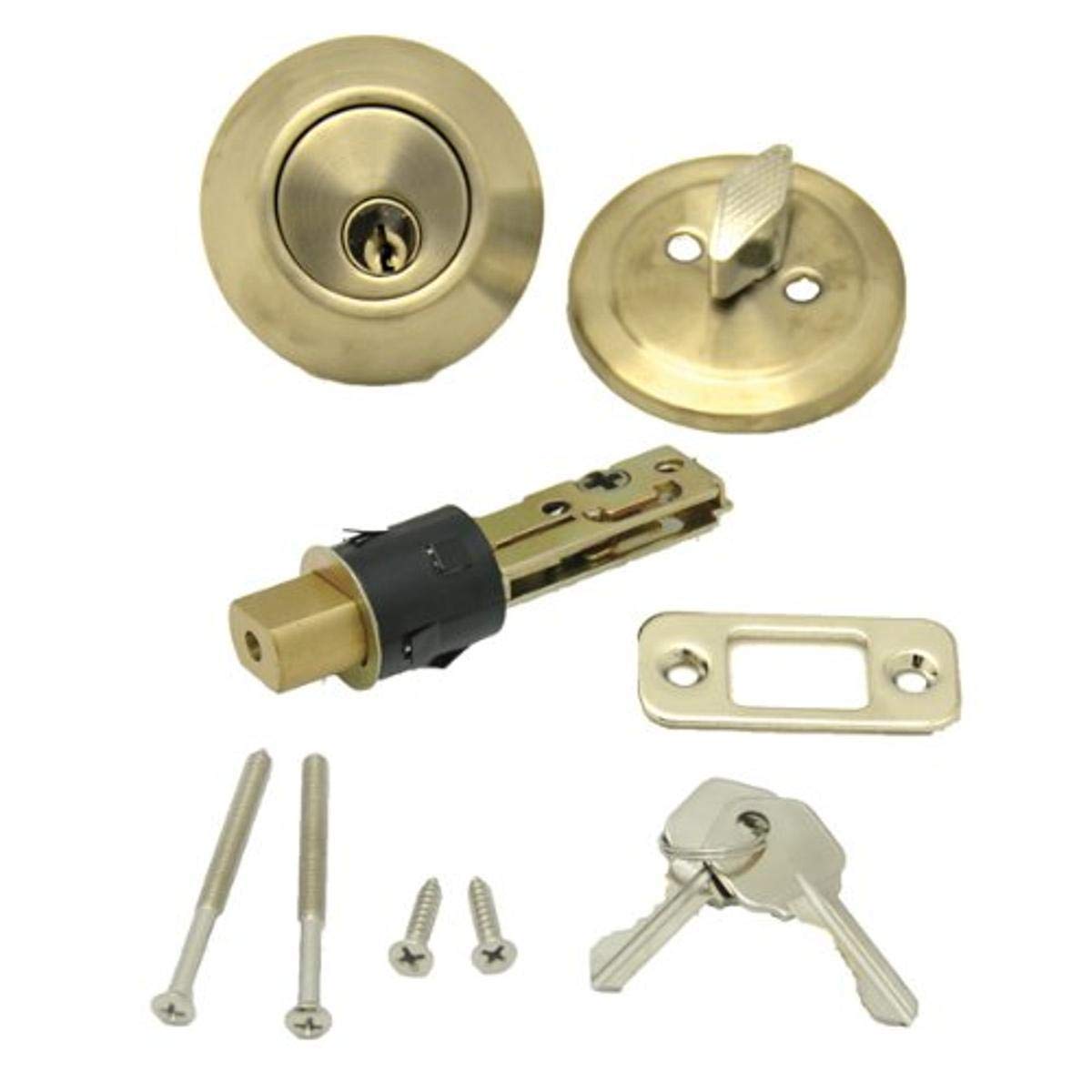 013-222 AP Products Dead Bolt Lock Set, 1" Throw - Polished Brass